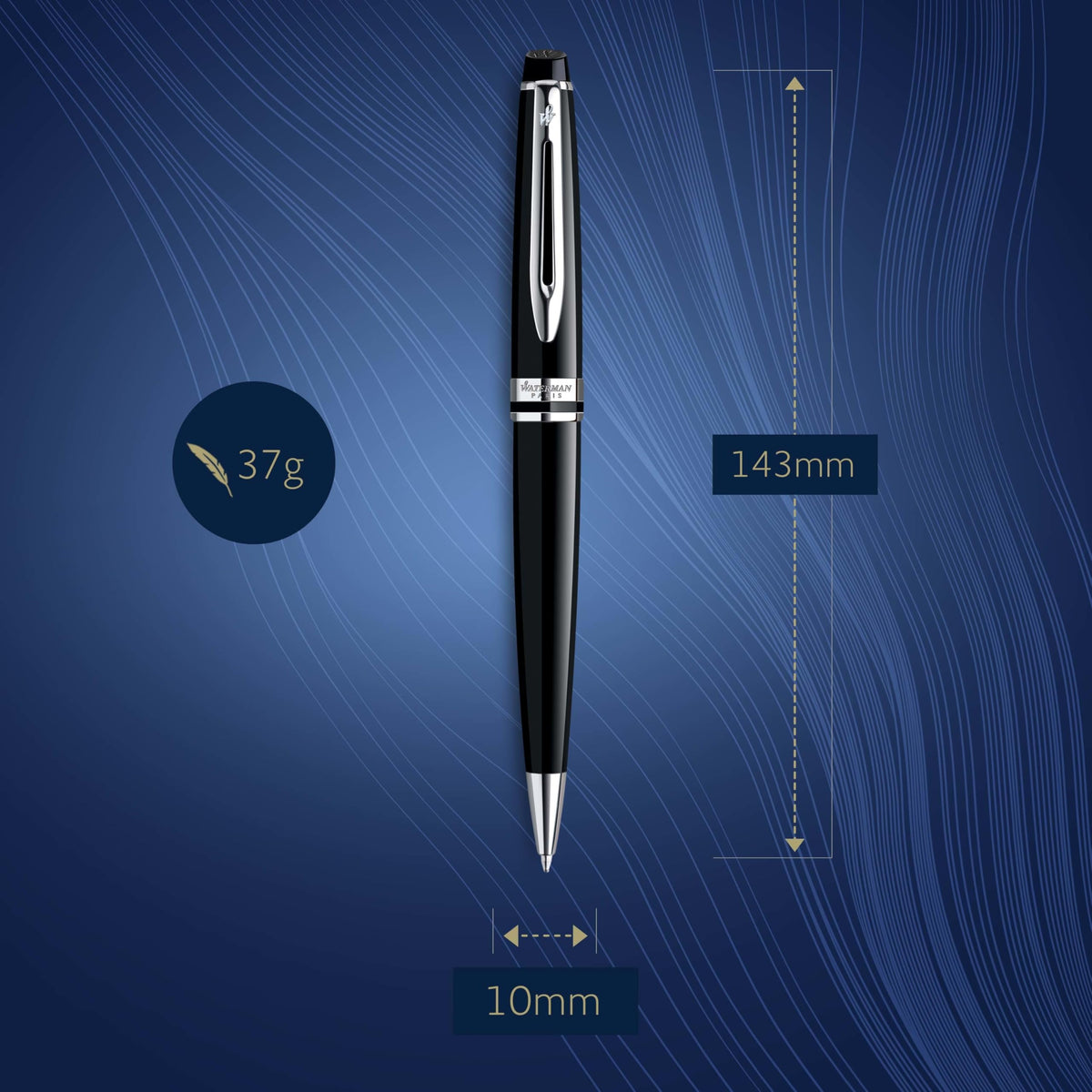 Waterman Expert Gloss Black CT Ballpoint Pen – Premium Writing Instrument