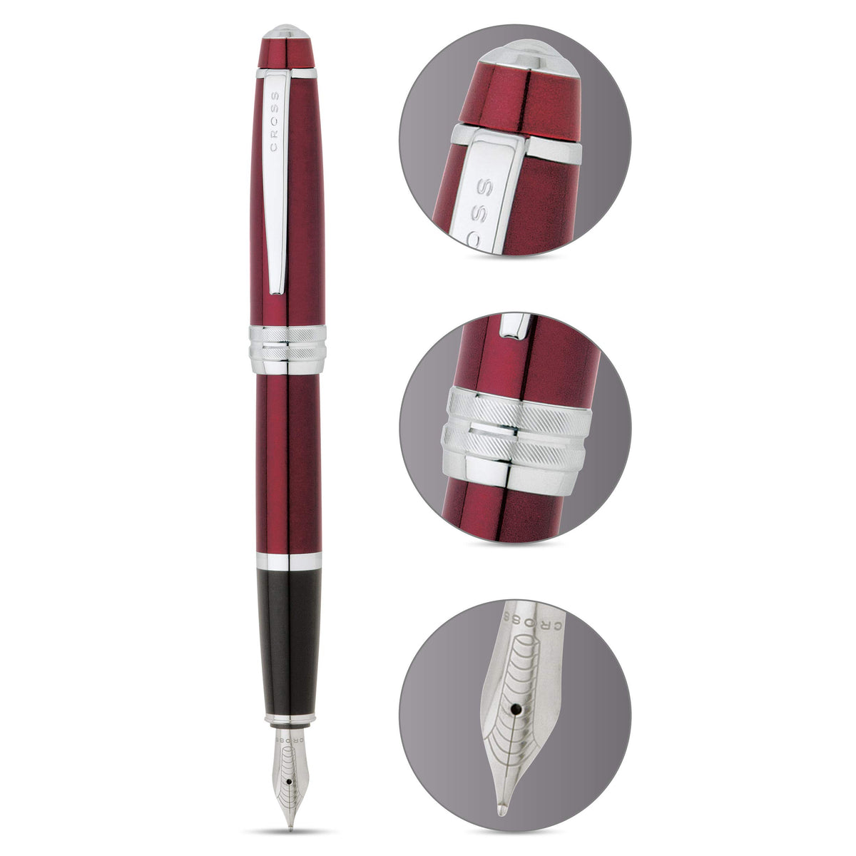 Cross Bailey Fountain Pen | Red Lacquer with Polished Chrome Appointments