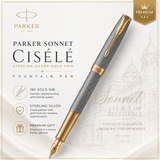 Parker Sonnet Ciselé Sterling Silver Gold Trim Fountain Pen