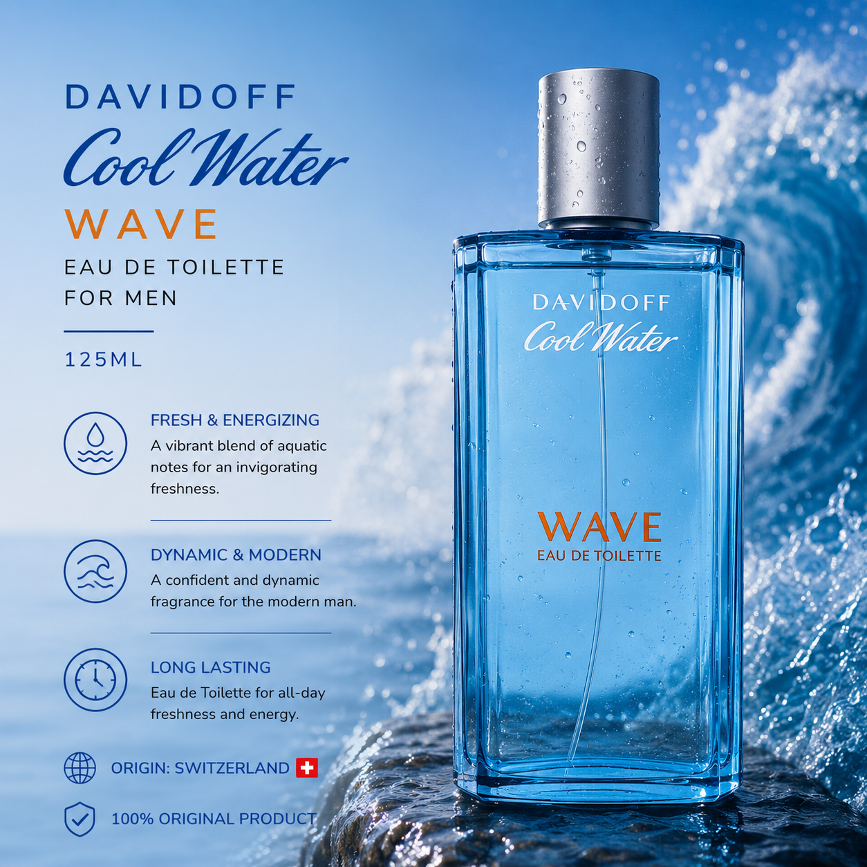Davidoff Cool Water Wave EDT 125ml | Men's Fragrance