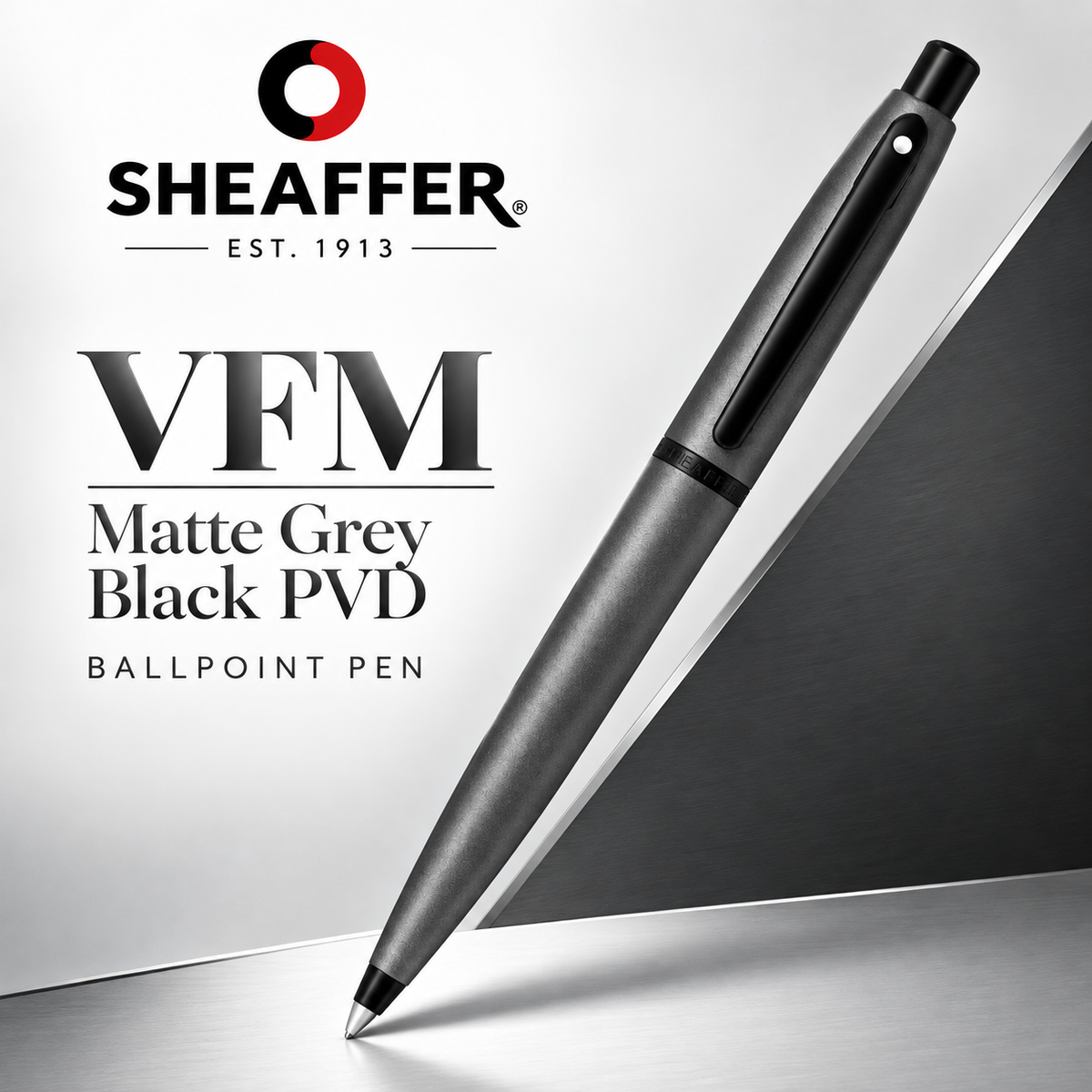 Sheaffer VFM Matte Grey Black PVD Ballpoint Pen