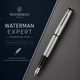 Waterman Expert Fountain Pen – Stainless Steel with Chrome Trim
