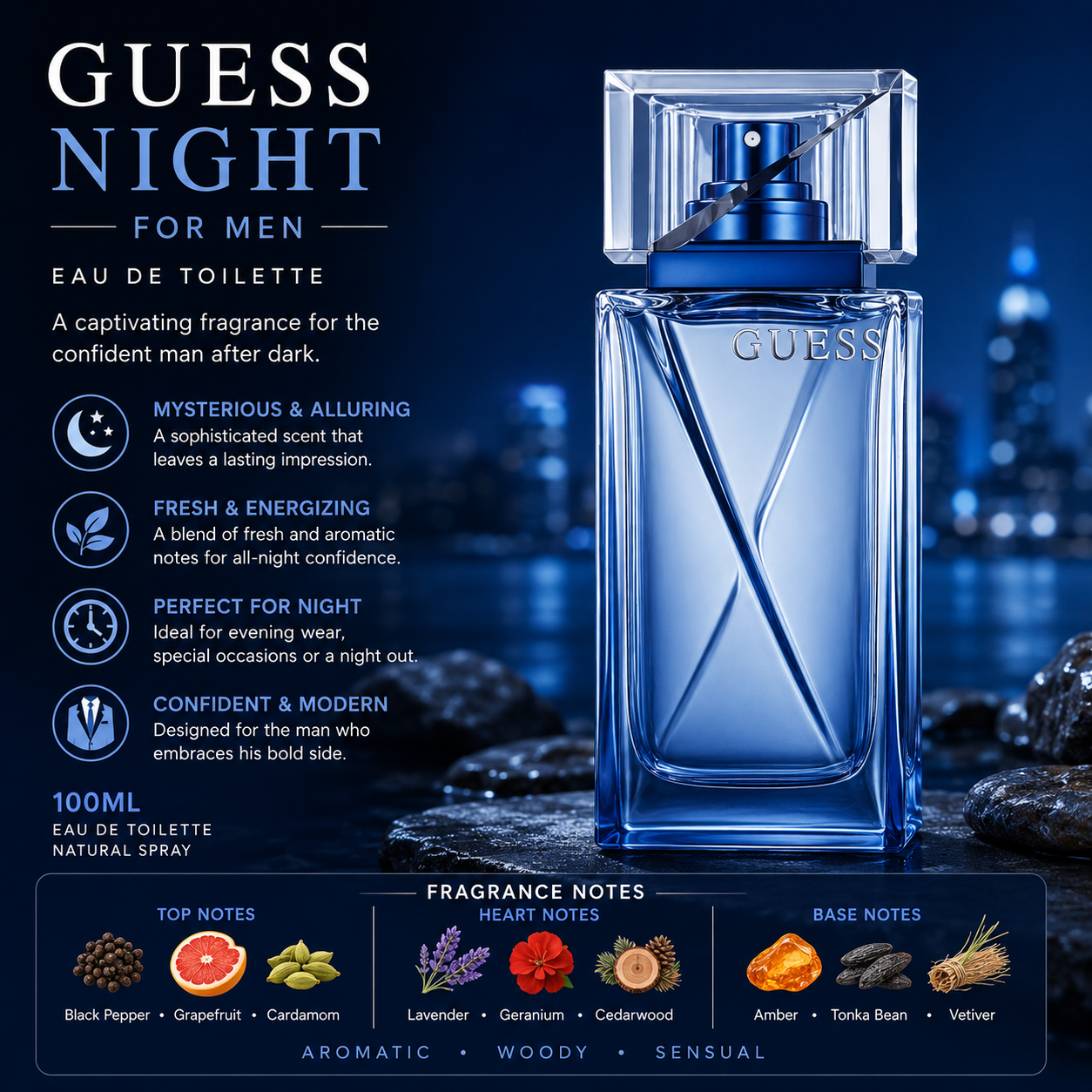 GUESS Night for Men Eau de Toilette – 100ml