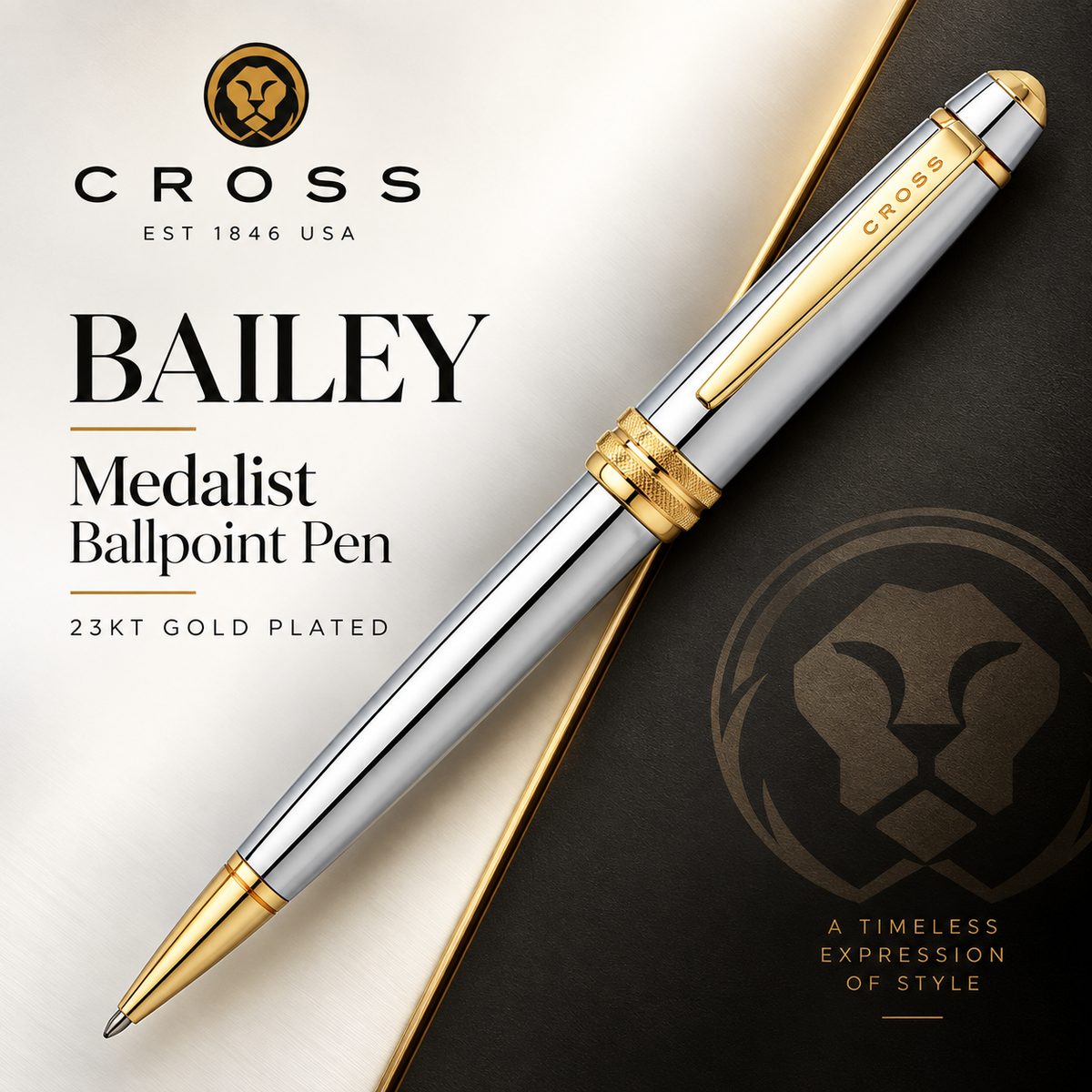 Cross Bailey Medalist Ballpoint Pen – 23KT Gold Plated