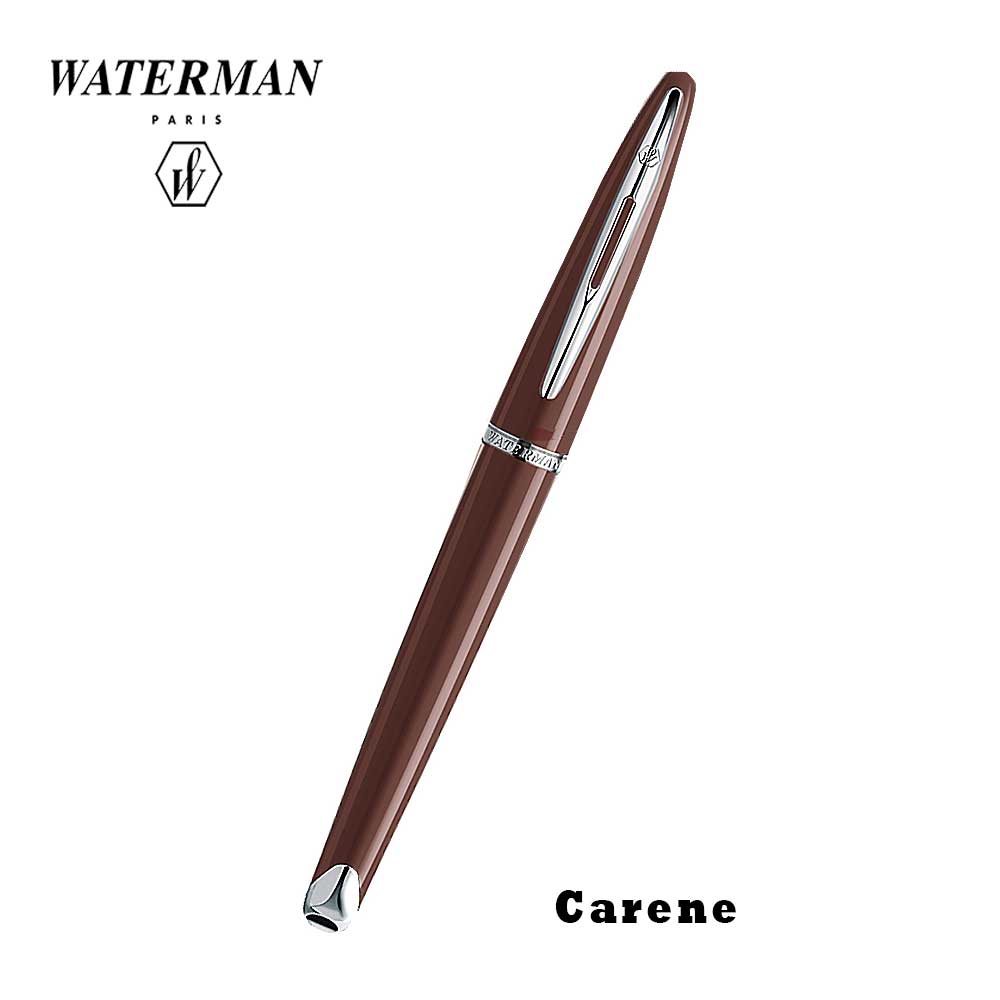 Waterman Carène Fountain Pen – Frosty Brown with Stainless Steel Trim (18K Gold Nib)