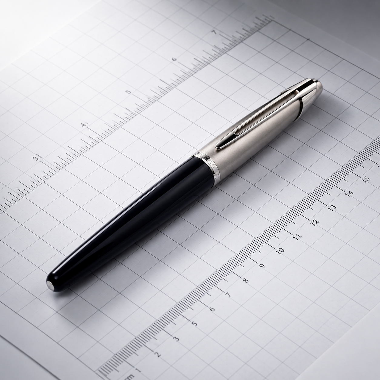 Waterman Edson Diamond Black Rollerball Pen – Platinum-Plated Trim