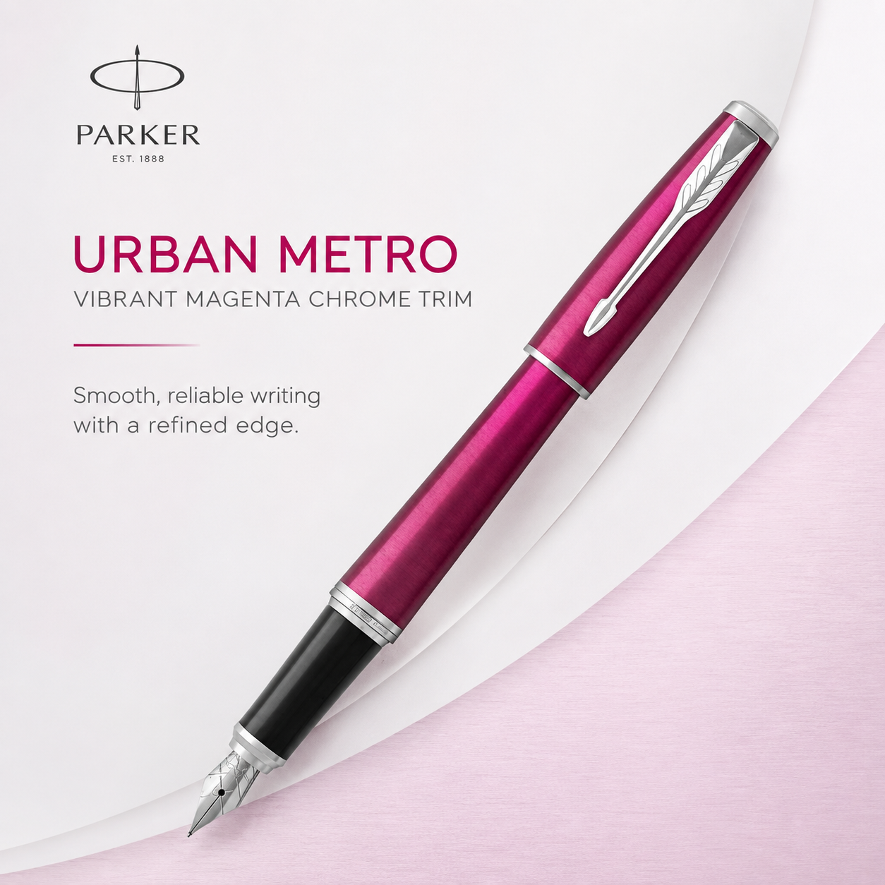 Parker Urban Metro Vibrant Magenta Chrome Trim Fountain Pen