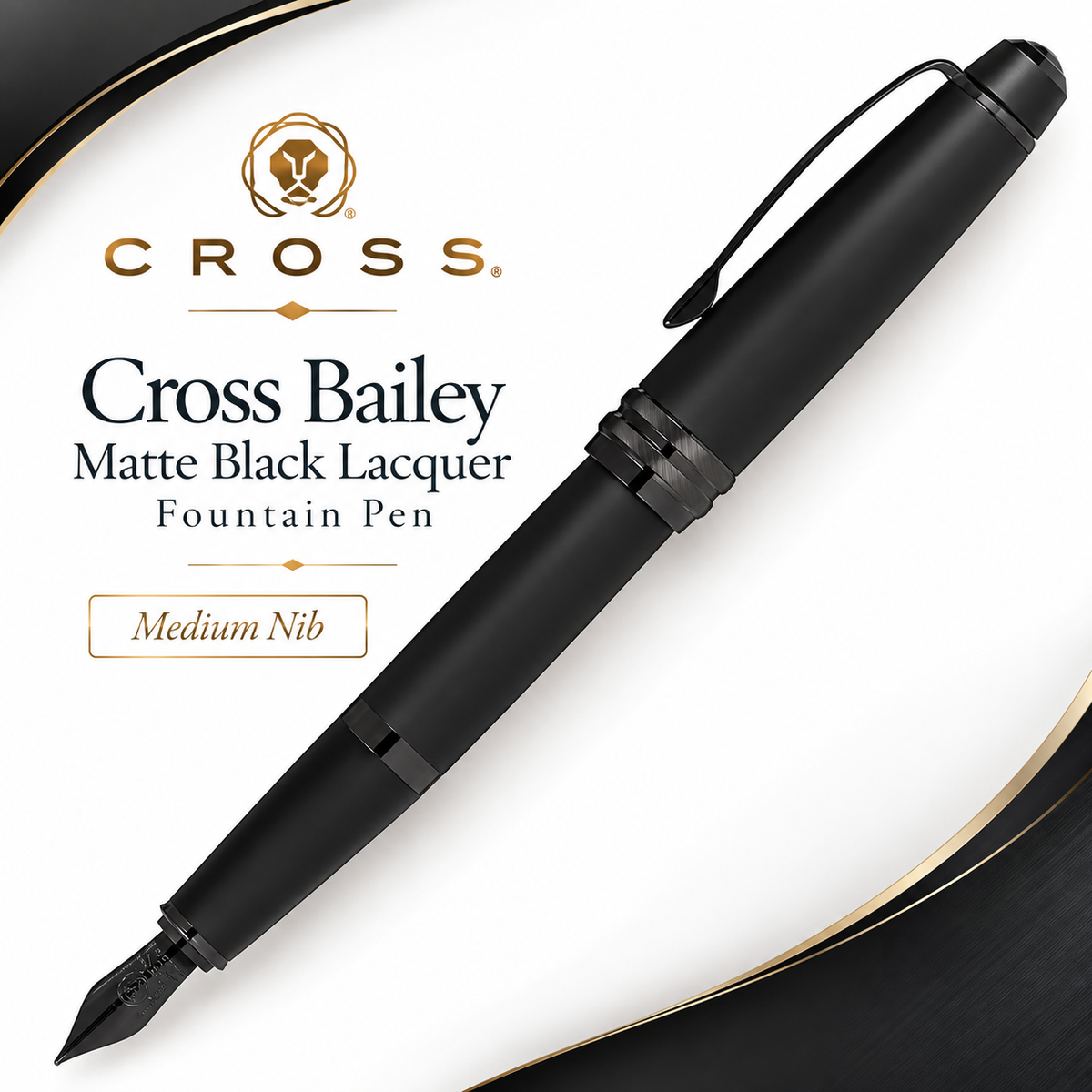 Cross Bailey Matte Black Lacquer Fountain Pen – AT0456-19