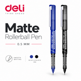 Deli Matte Rollerball Pen – 0.5mm (Blue & Black Ink)