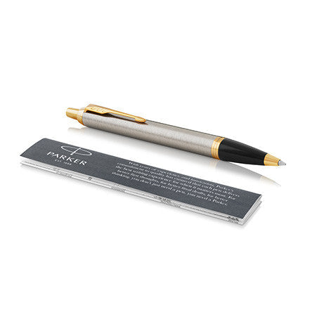 Parker IM Premium Ballpoint Pen – Brushed Metal with Gold Trim | Premium Ballpoint Pen
