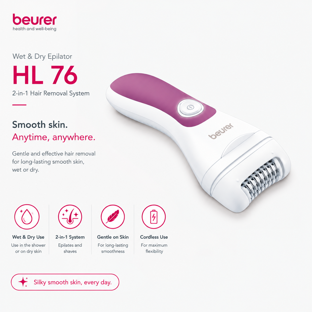 Beurer HL 76 Wet & Dry Epilator | 2-in-1 Hair Removal System