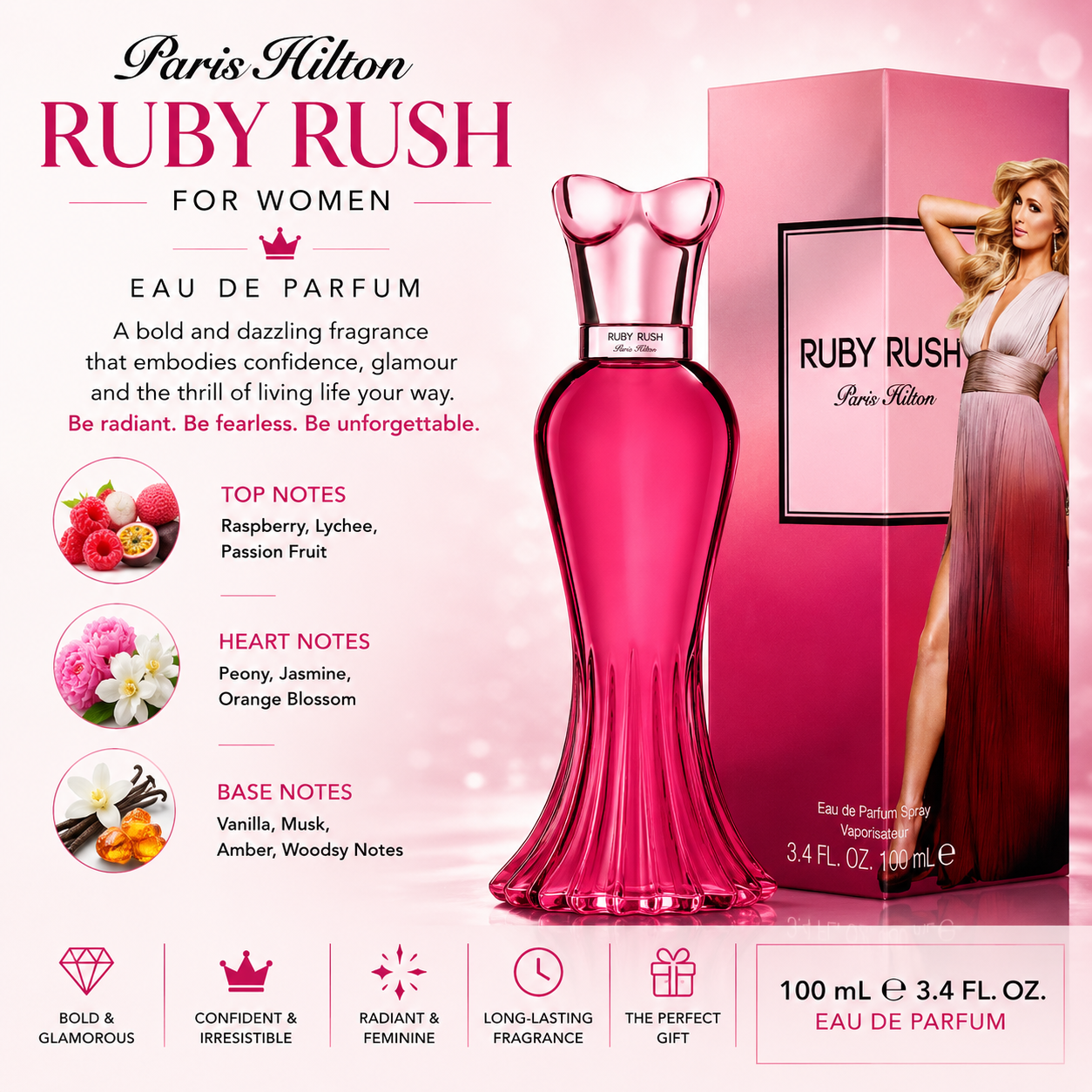 Paris Hilton Ruby Rush For Women EDP 100Ml