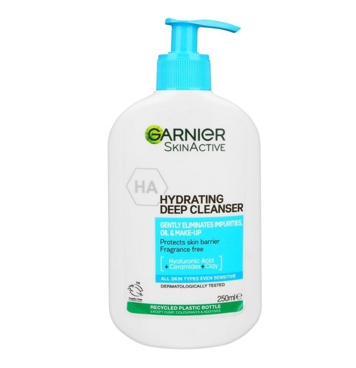 Garnier Skin Active HA Hydrating Deep Cleanser, Hyaluronic Acid+Clay, For All Skin Types, 250ml