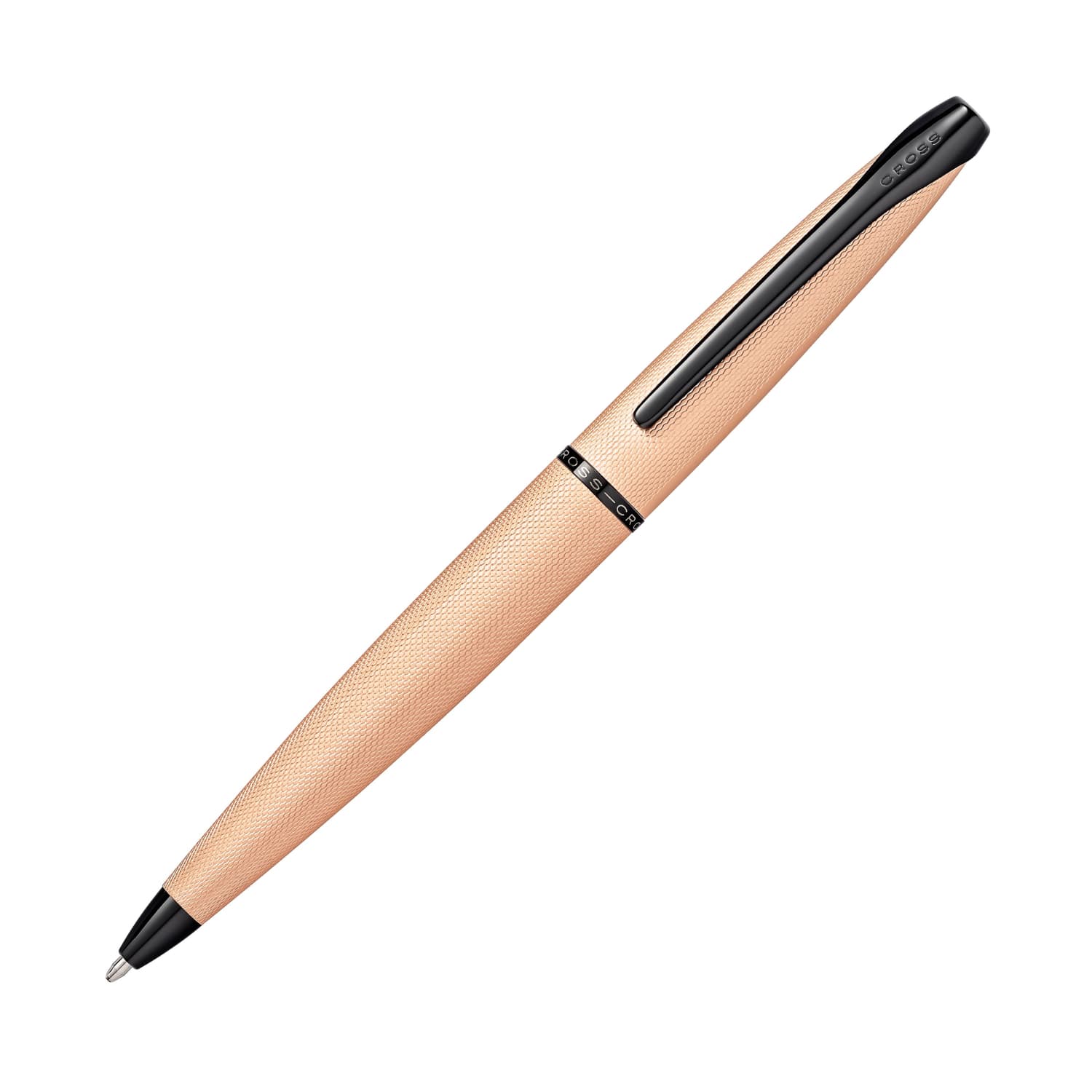 Cross ATX Brushed Rose Gold PVD Ballpoint Pen with Etched Diamond Pattern – 882-42