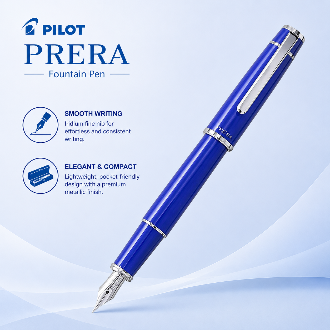 Pilot Prera Fountain Pen – Blue (Medium Nib)