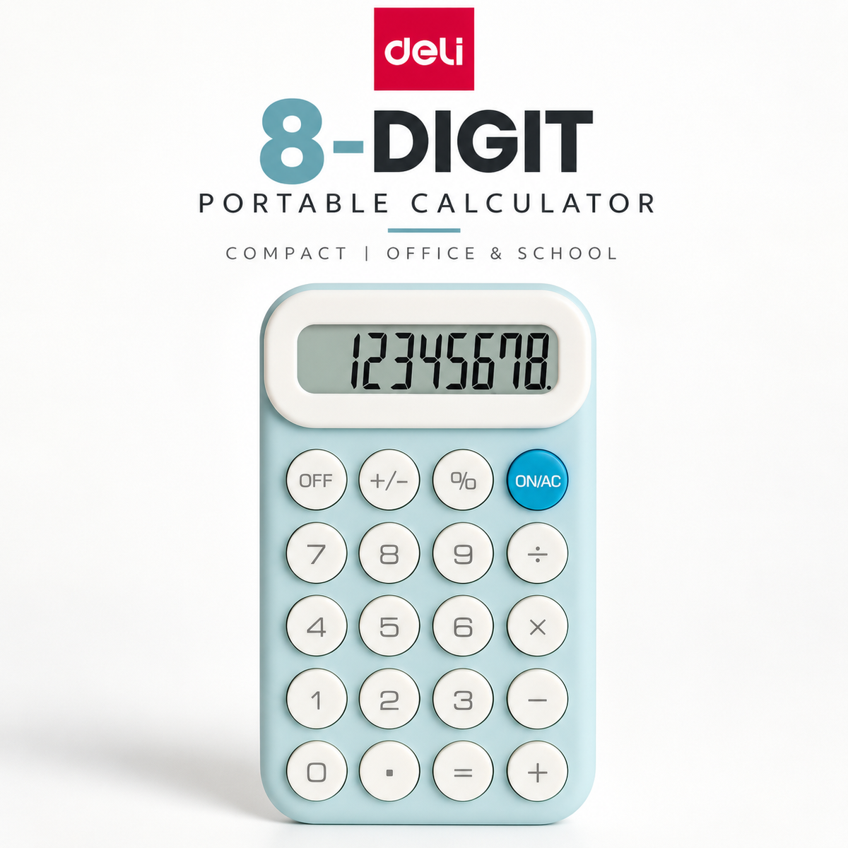 Deli 8-Digit Portable Calculator – Compact | Office & School