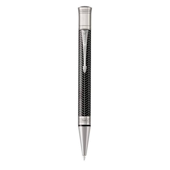 Parker Duofold Prestige Black Chevron CT Ballpoint Pen – Palladium-Plated Trim