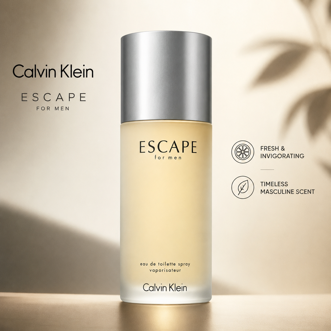 Calvin Klein Escape for Men EDT 100ml, men's fragrance bottle