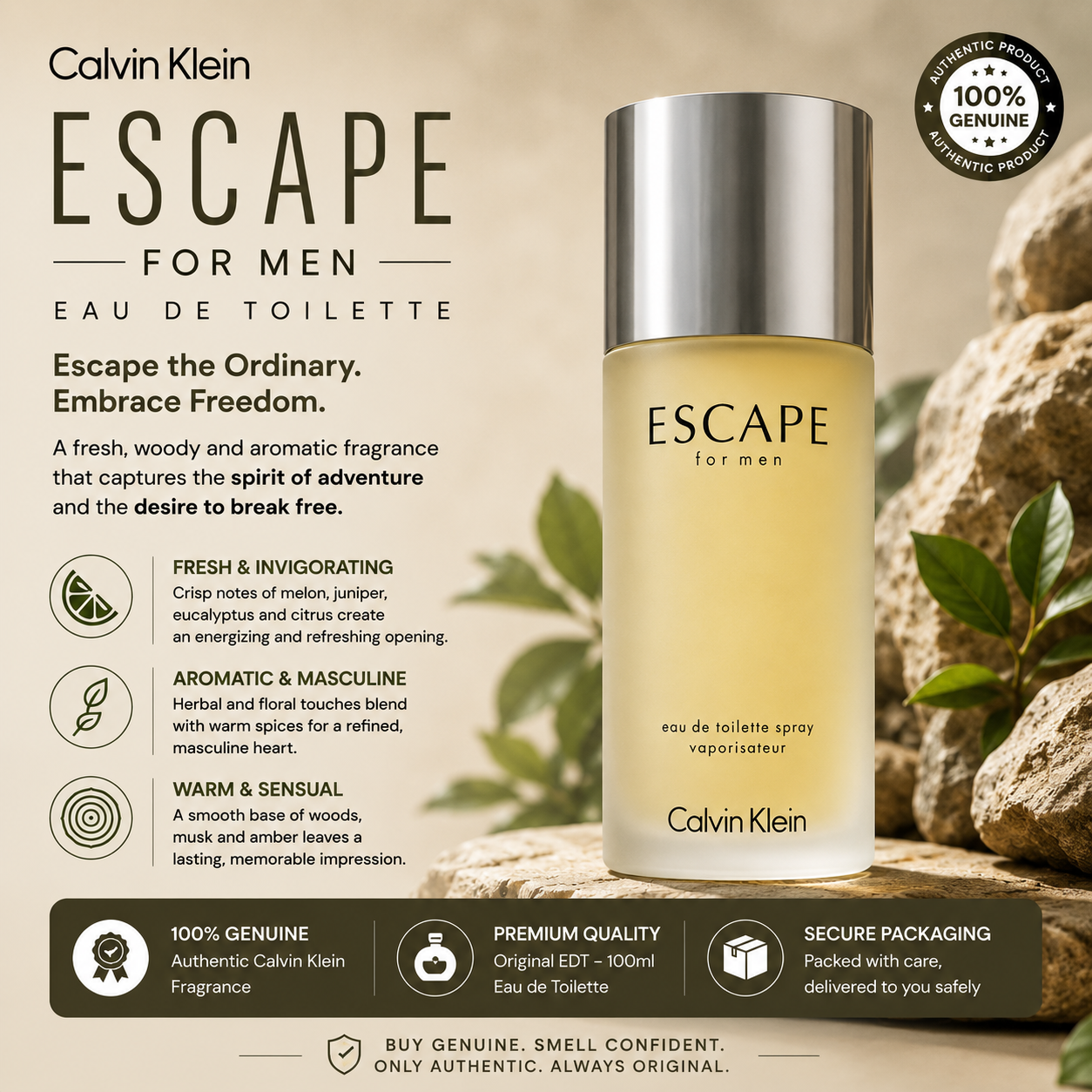 Calvin Klein Escape for Men EDT 100ml | Men's Fragrance
