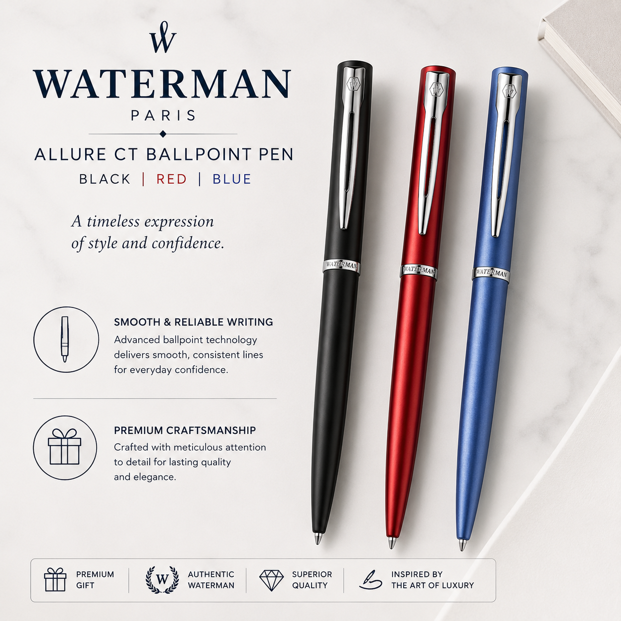 Sheaffer Allure Ballpoint Pen – Red / Blue / Black
