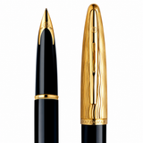 Waterman Carène Essential Fountain Pen – Black with Gold Trim (18K Gold Fine Nib)