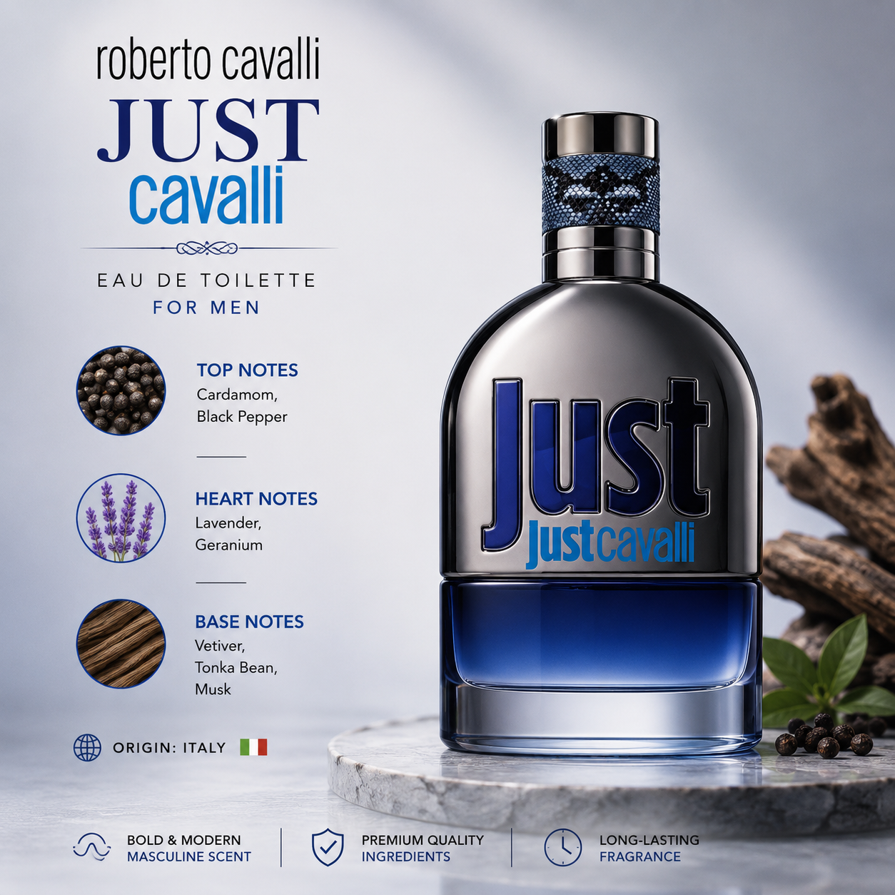 Roberto Cavalli Just Cavalli Eau de Toilette for Men 90ml