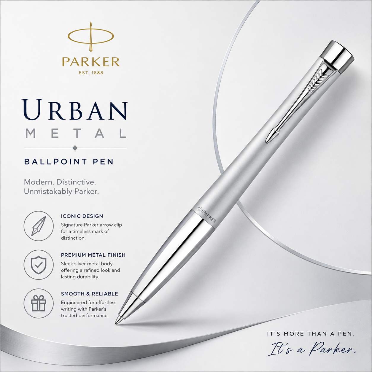 Parker Urban Metal Series Fashion Silver CT Ballpoint Pen