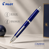Pilot Capless Vanishing Point Fountain Pen – Lacquer Blue CT (18K Gold Nib)