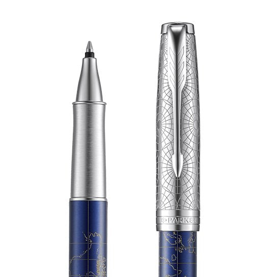 Parker Sonnet Blue Silver CT 18K Atlas Rollerball Pen