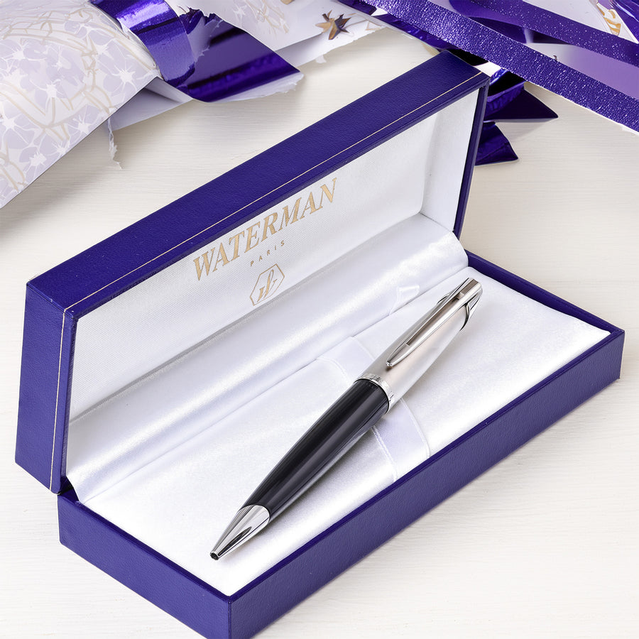 Waterman Edson Diamond Black Ballpoint Pen – Platinum-Plated Trim
