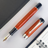 Parker Duofold Classic Big Red CT Fountain Pen - 18K Solid Gold Nib & Palladium-Plated Trim