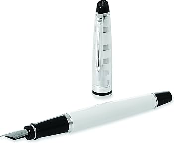 Waterman Expert Deluxe Fountain Pen – White with Chrome Trim (18K Gold Nib)
