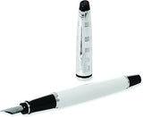 Waterman Expert Deluxe Fountain Pen – White with Chrome Trim (18K Gold Nib)