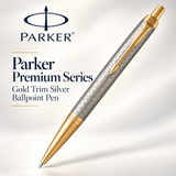 Parker Premium Series Gold Trim Silver Ballpoint Pen