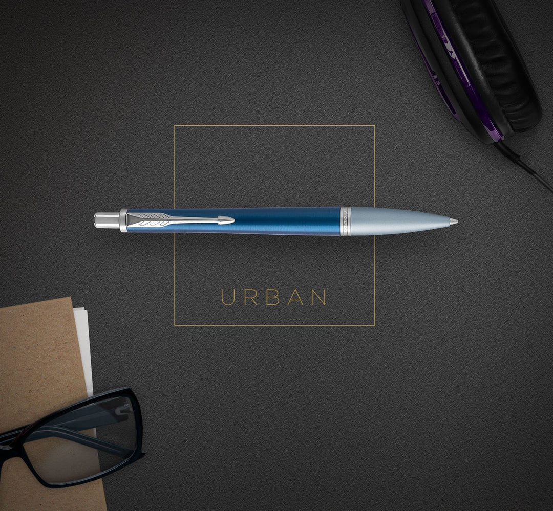 Parker Urban Premium Dark Blue CT Ballpoint Pen | Luxury Blue Writing Pen with Chrome Trim
