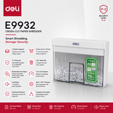 Deli E9932 Cross-Cut Paper Shredder – 2 Sheets | P-3 Security | CD & Card Shredder