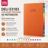 Deli E3183 Colour Design Hard Leather Cover A5 Notebook – 112 Sheets