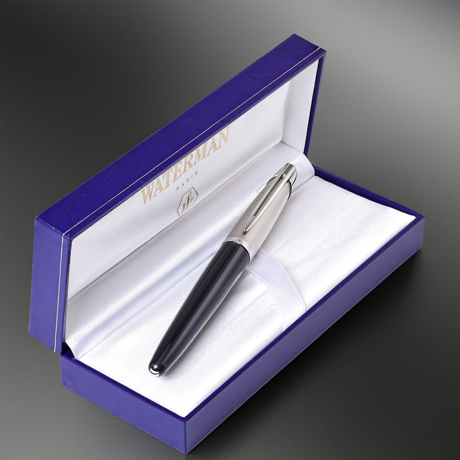 Waterman Edson Diamond Black Rollerball Pen – Platinum-Plated Trim