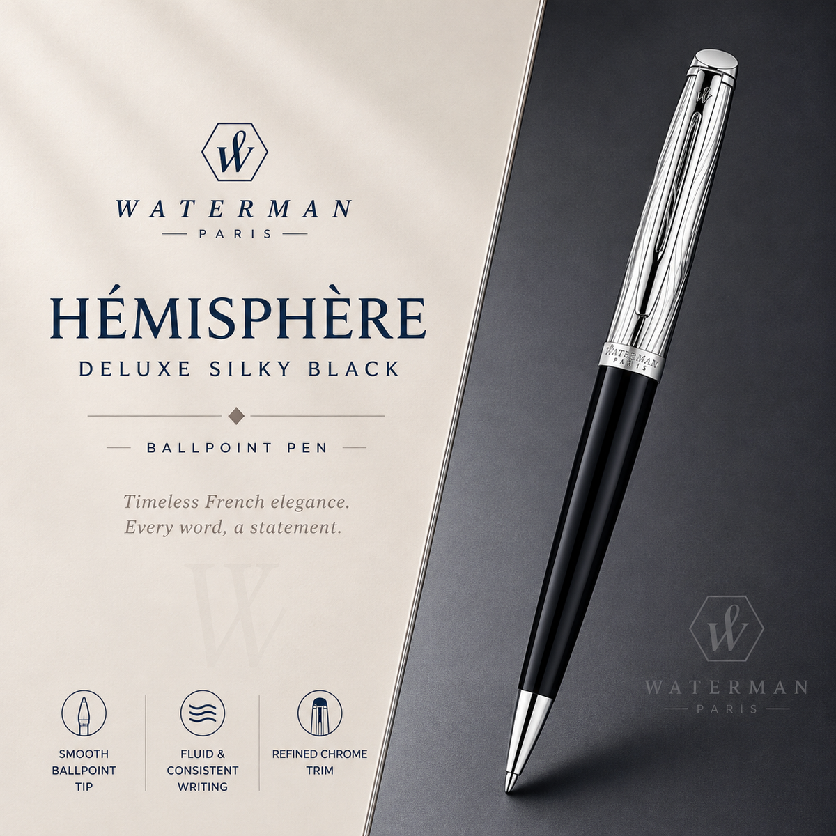 Waterman Hémisphère Deluxe Black CT Ballpoint Pen