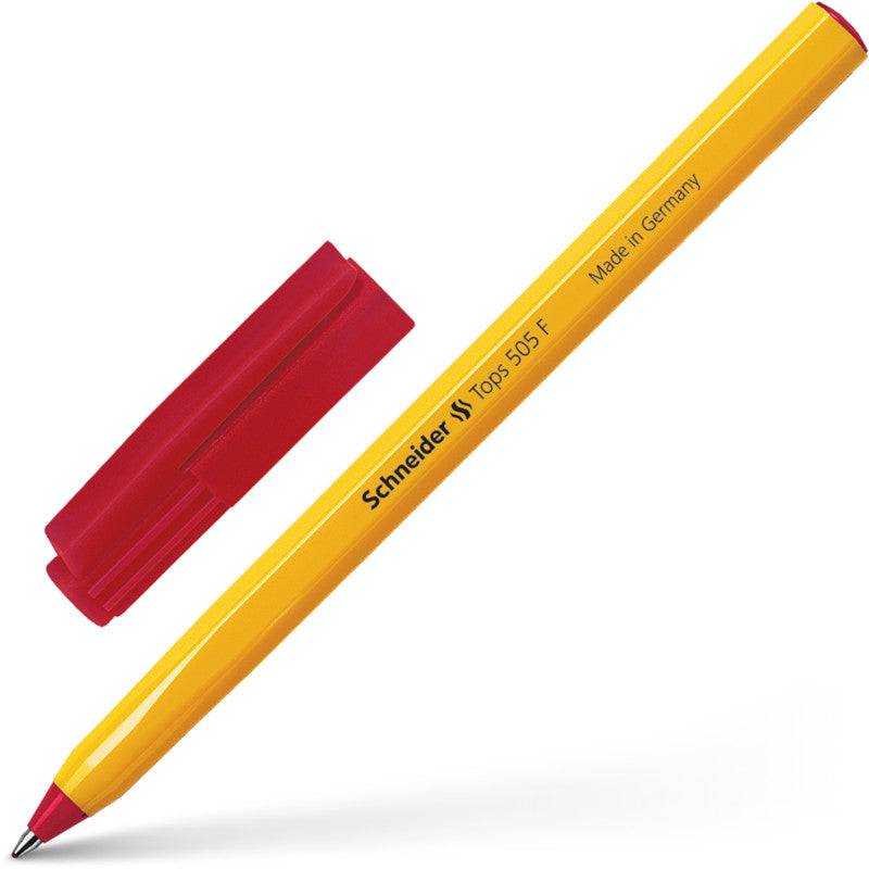 Schneider Tops 505 F Ballpoint Pen – Blue & Black Ink | Yellow Body
