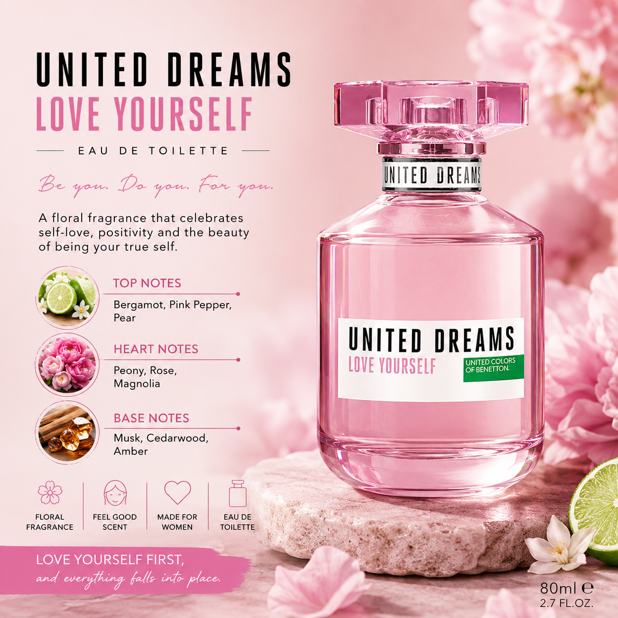 Benetton Love Yourself EDT 80ml – Floral Women's Fragrance