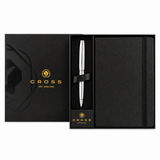 Cross Coventry Polished Chrome Ballpoint Pen & Black Notebook Gift Set