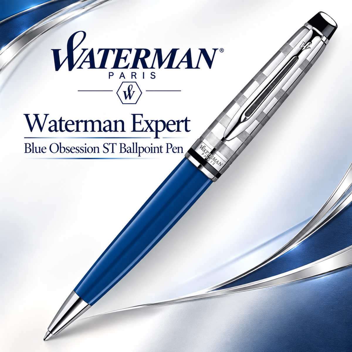 Waterman Expert Blue Obsession ST Ballpoint Pen – Premium Writing Instrument