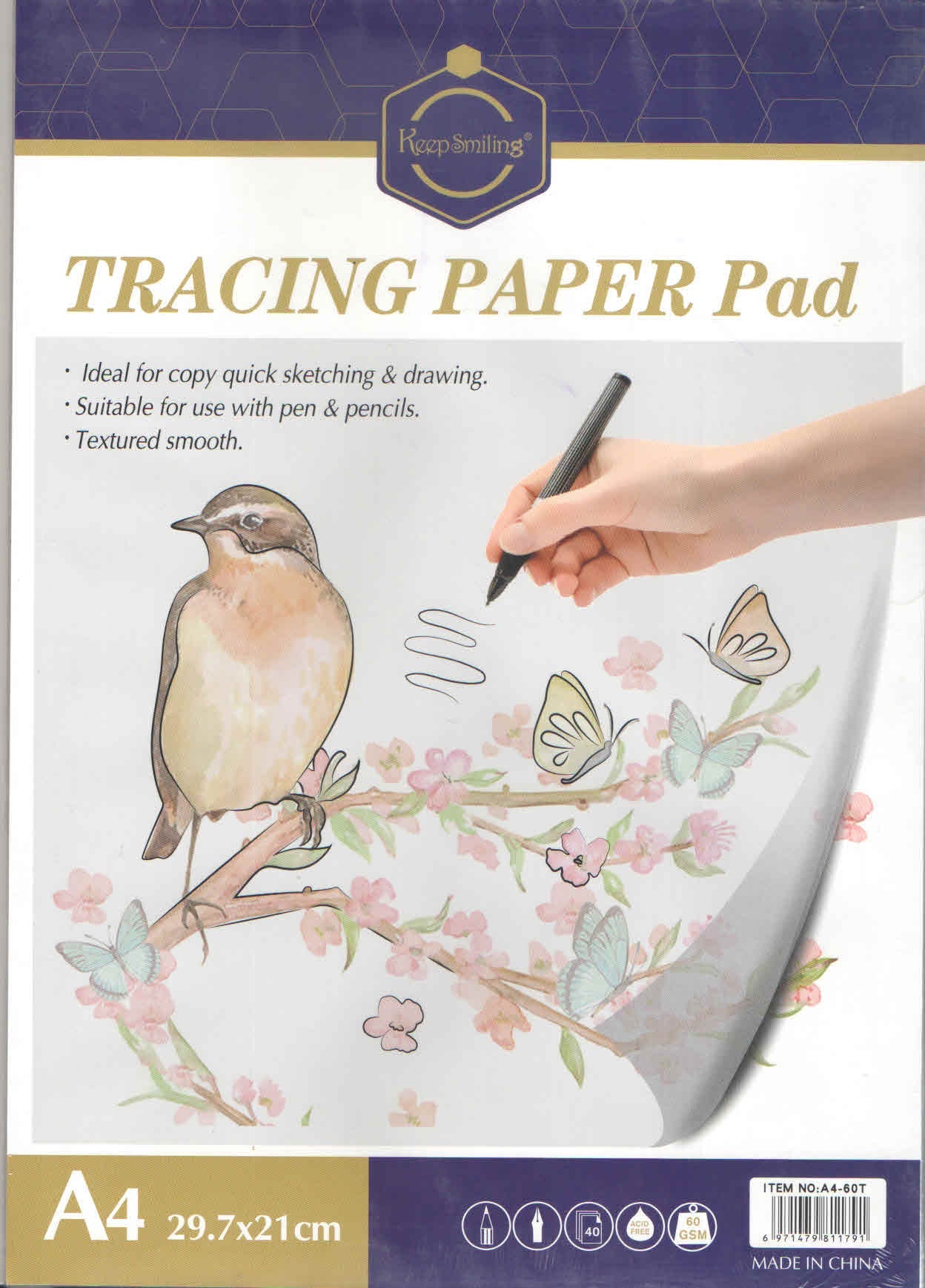 Keep smiling Tracing Paper Pad 40 Sheets 60gsm