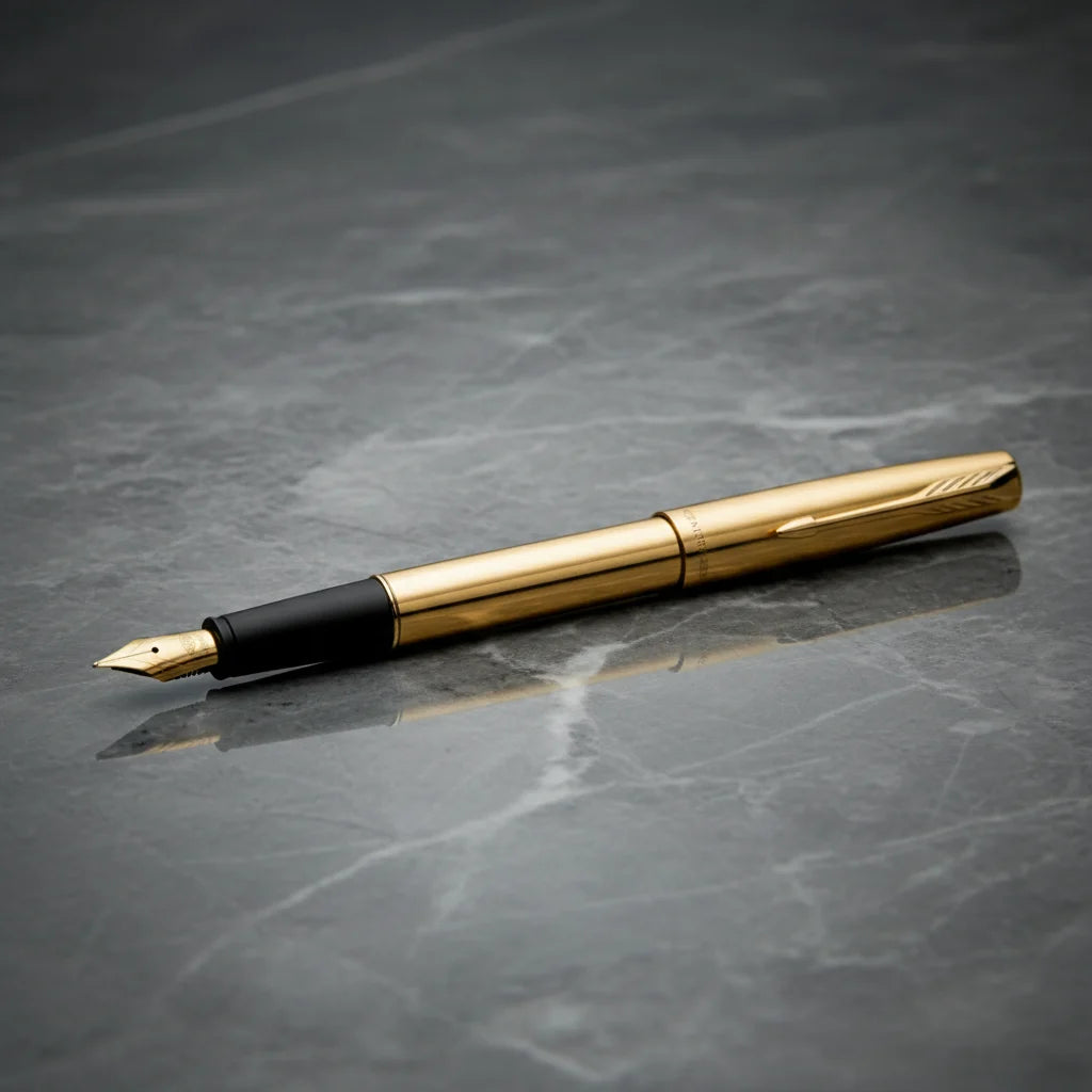 Parker Frontier Gold Fountain Pen – Fine Nib, Blue Ink